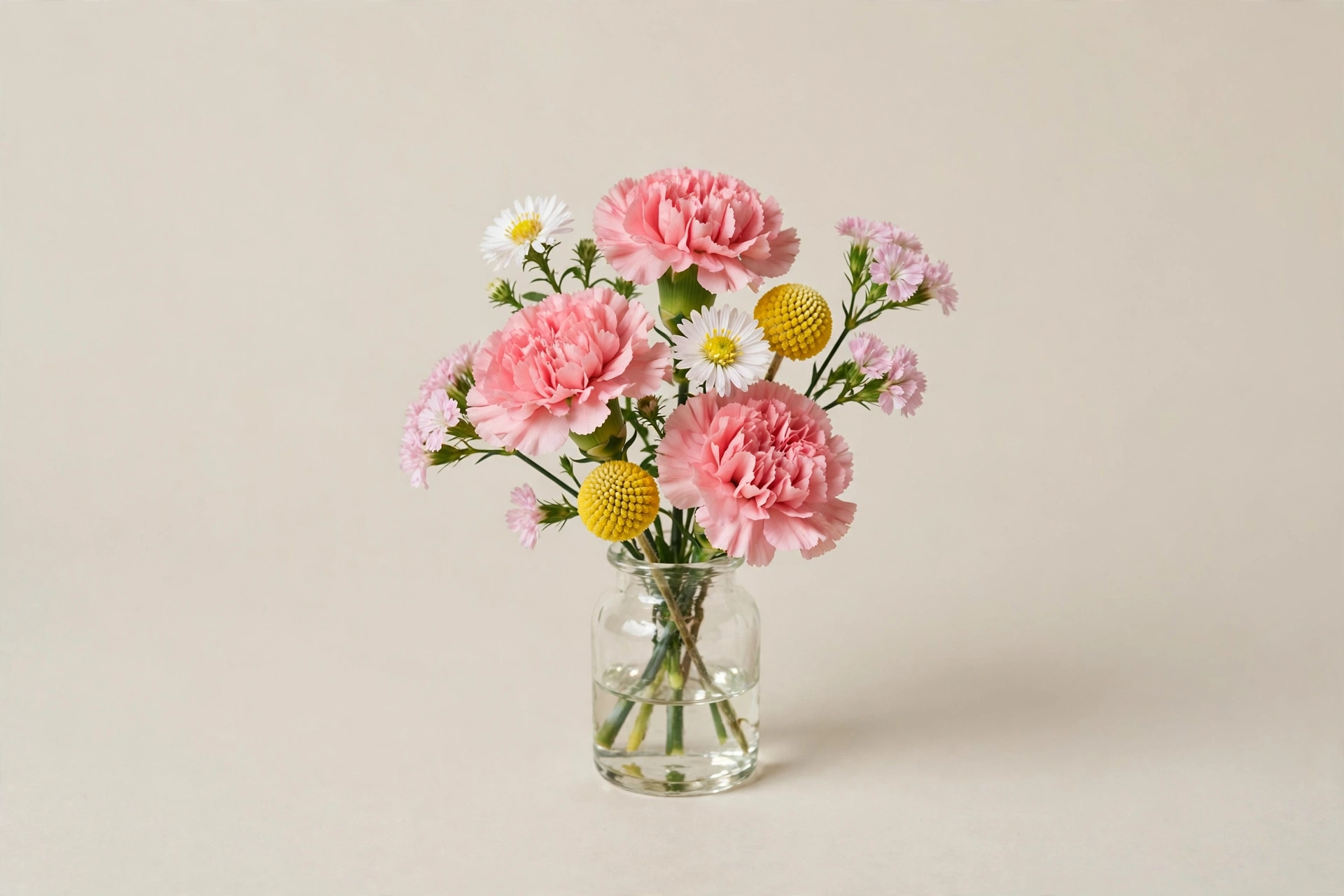 Daisy-inspired bouquet mockup in pink, white, and yellow flowers